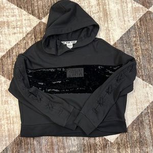 PINK cropped oversized hoodie